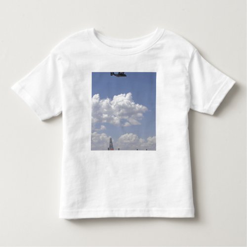 A CV_22 Osprey flies over a C_130 Hercules Toddler T_shirt