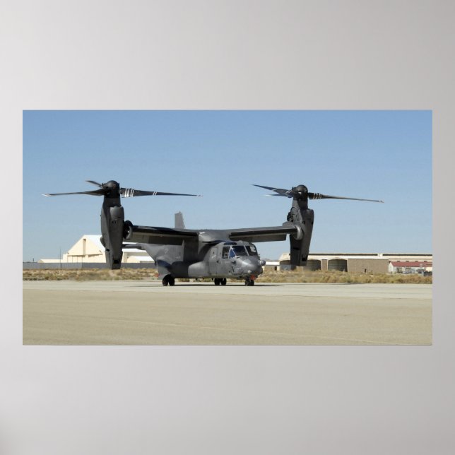 A CV-22 Osprey prepares for take-off Poster (Front)