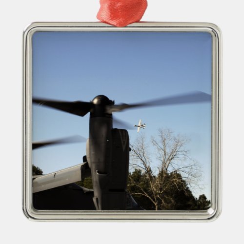 A CV_22 Osprey prepares to take off Metal Ornament