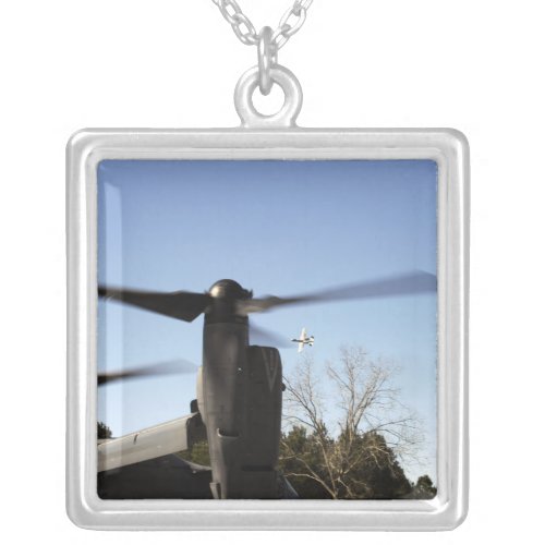 A CV_22 Osprey prepares to take off Silver Plated Necklace