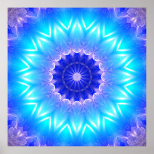 a cyan mandala for throat chakra (communication) poster