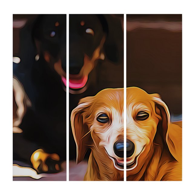 A Dachshund Hot During The Summer Heatwave Poster Triptych (Front)