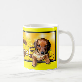 A Dachshund Mug with a big "mornin sunshine"
