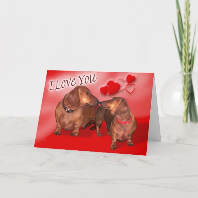 A dachsund Valentines Day Holiday Card (Front)