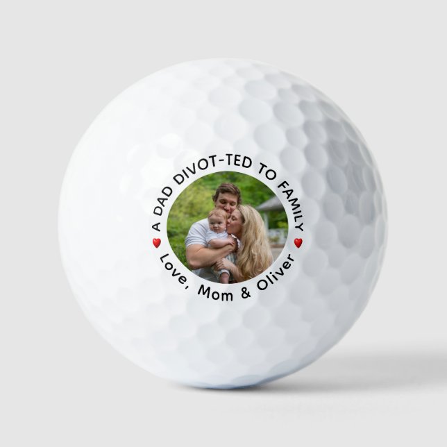 A Dad Divot-ted to Family Personalized Golf Balls (Front)
