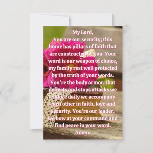 A Daily Prayer For Security Flat Greeting Card