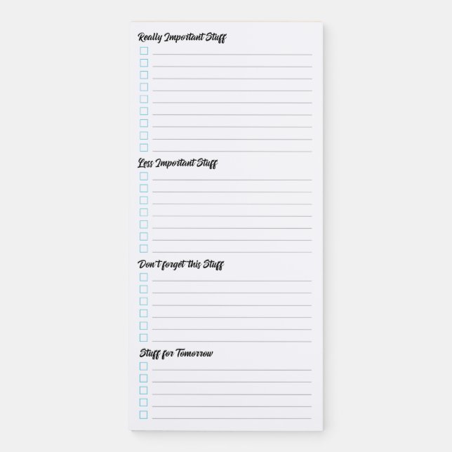 A Daily Priorities List Magnetic Notepad (Front)