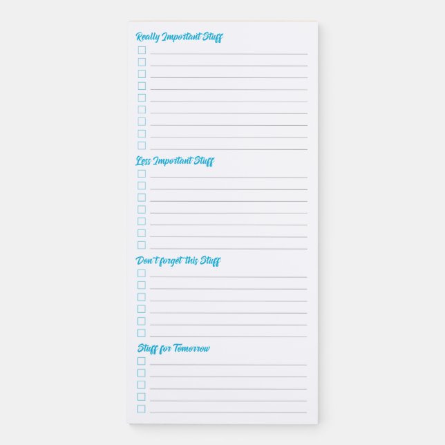 A Daily Priorities List Magnetic Notepad (Front)