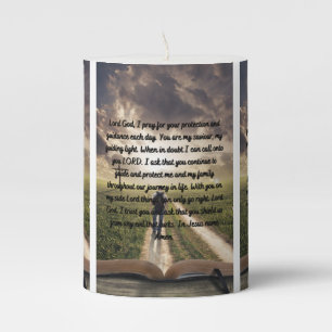 A Daily Protection Prayer Quote Pillar Candle