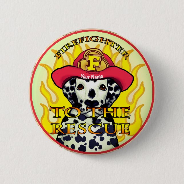 A Dalmatian Firefighter  Button (Front)