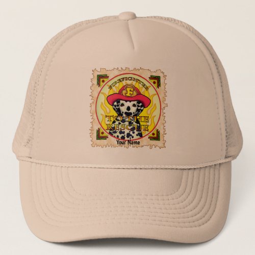 A Dalmatian Firefighter custom name hat