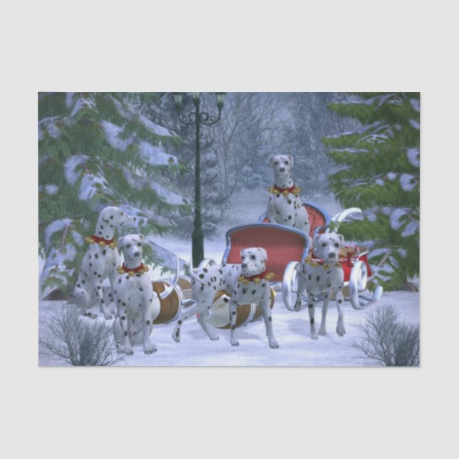 A Dalmatian Santa and His Dalmatian Reindeer Tissue Paper (Front)