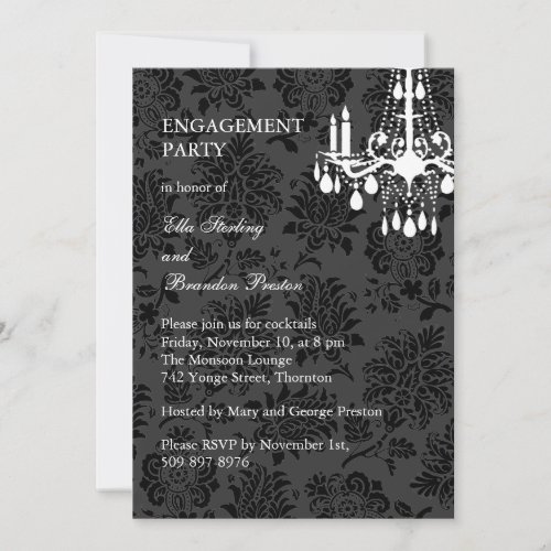 A Damask Victorian Engagement Party Invitation