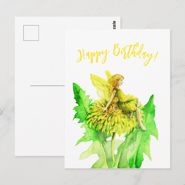 A dandelion Fairy watercolor painting Postcard (Front/Back)