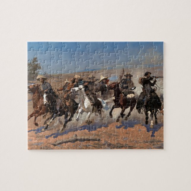 A Dash for the Timber by Frederic Remington Jigsaw Puzzle (Horizontal)