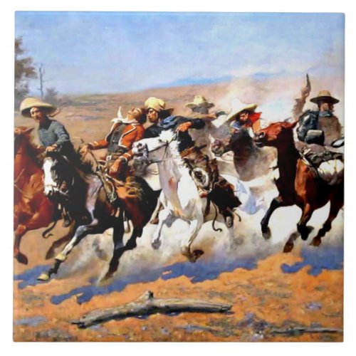 A Dash for the Timber Remington painting Ceramic Tile