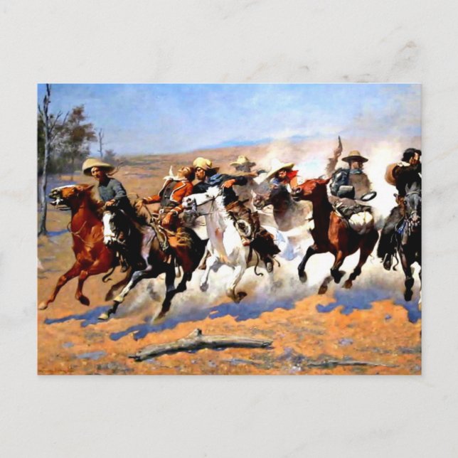 A Dash for the Timber, Remington painting, Postcard (Front)