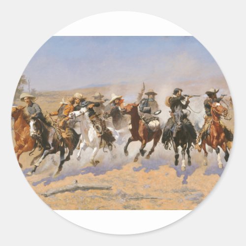 A Dash For Timber By Frederick Remington Classic Round Sticker