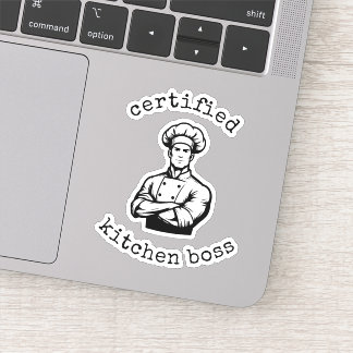 A dashing chef in a monochromatic comic style sticker