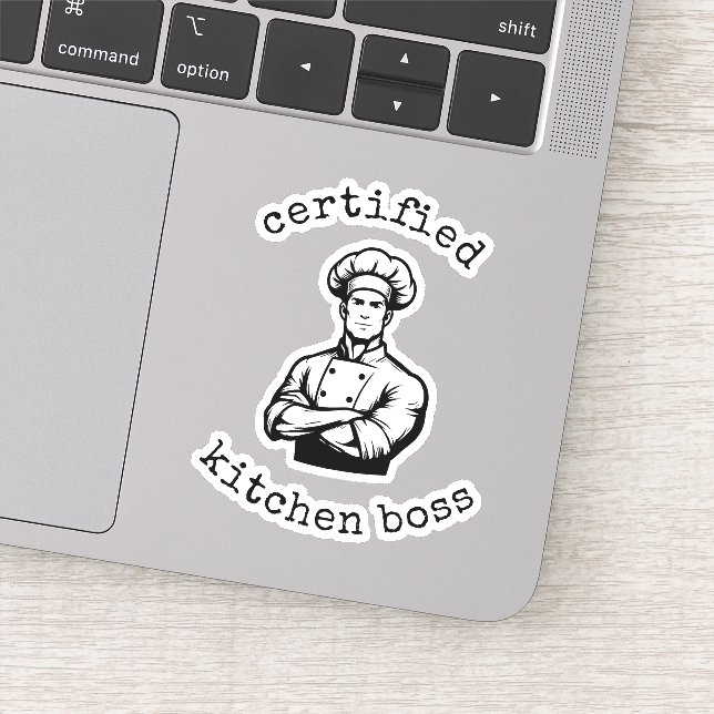 A dashing chef in a monochromatic comic style sticker (Detail)