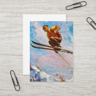 A Dashing Skier by Endre Hollos Business Card