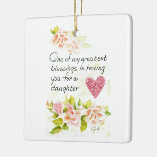 A Daughter is a Blessing Red colored drawing text Ceramic Ornament