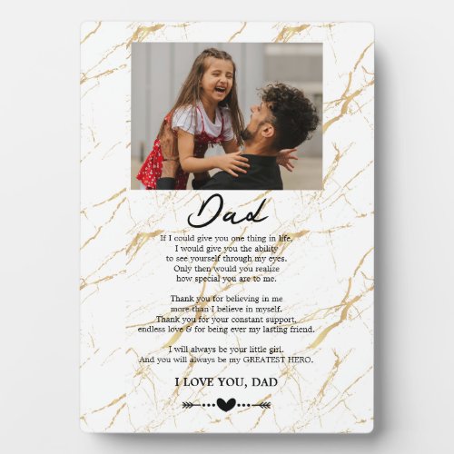 A Daughters Love Message to Dad Gold Marble Plaque