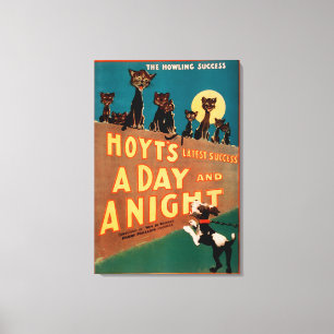 "A Day and a Night" Cats and Dogs Musical Canvas Print