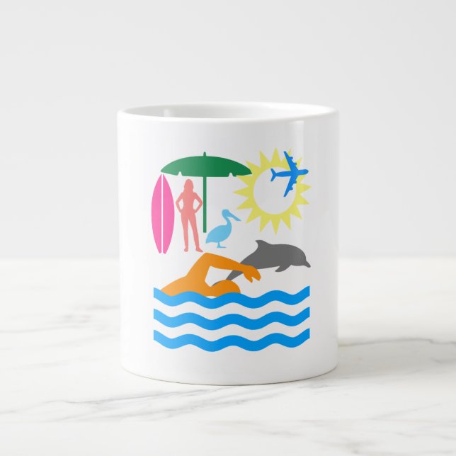 A day at the beach giant coffee mug (Front)