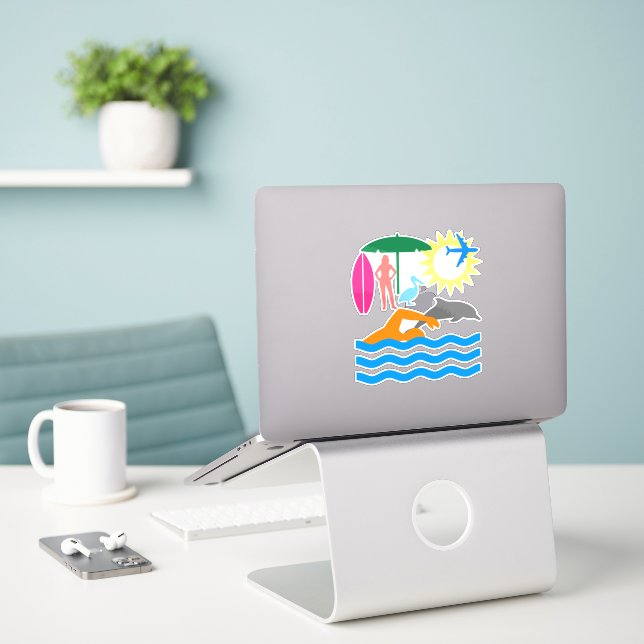 A day at the beach sticker (Laptop On Desk)
