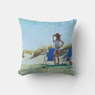A Day at the Beach Throw Pillow