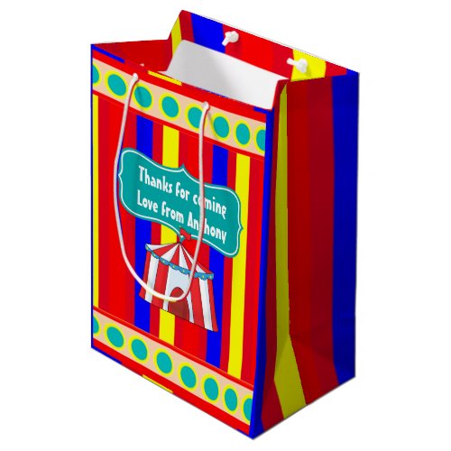 A Day at the Circus Kids Party Personalized Medium Gift Bag