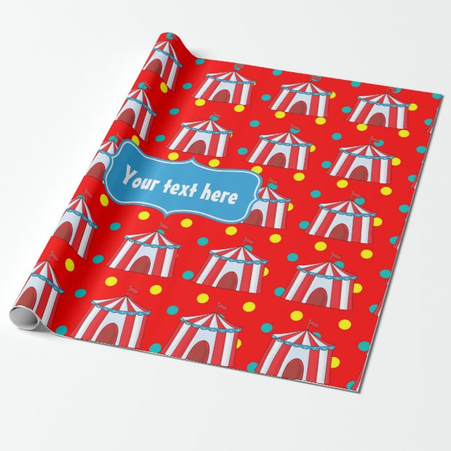 A Day at the Circus Kids Party Personalized Wrapping Paper (Unrolled)
