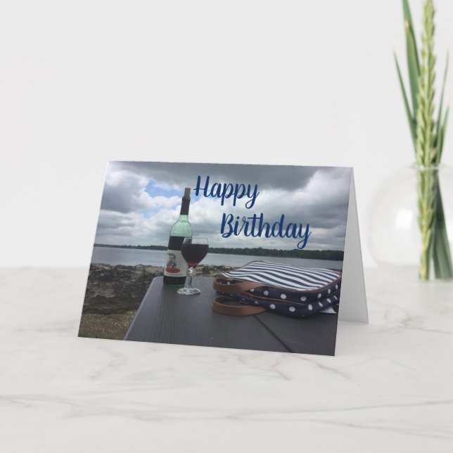 A ***DAY AT THE LAKE*** BIRTHDAY WISHES CARD (Front)