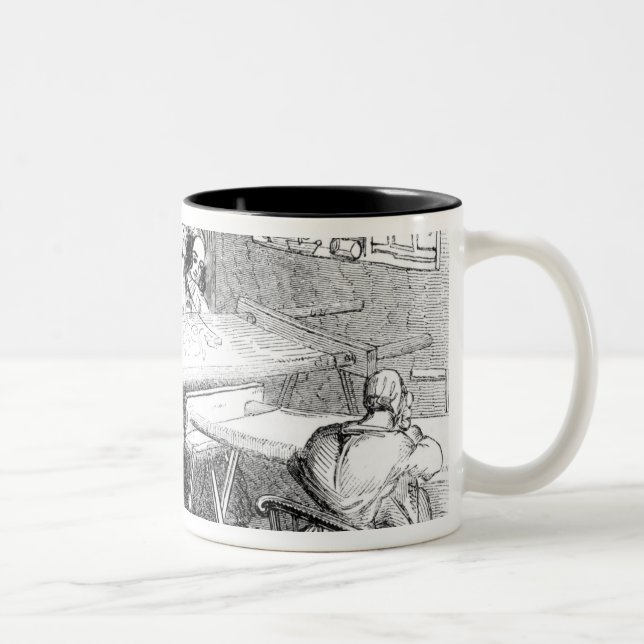 A Day at the Nottingham Lace Manufacturers Two-Tone Coffee Mug (Right)