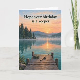A Day by the Lake Fishing Birthday Card