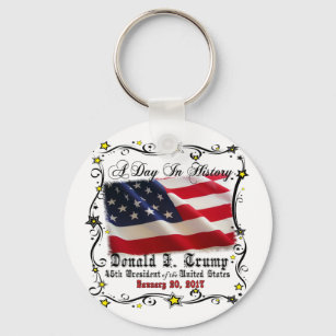 A Day In History Trump Pence Inauguration Keychain