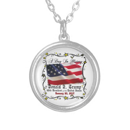 A Day In History Trump Pence Inauguration Silver Plated Necklace