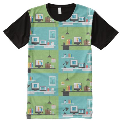 A Day In Home Office | Funny All-Over-Print T-Shirt