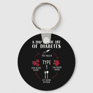A Day In The Life of Diabetes Type 1 - Awareness M Keychain