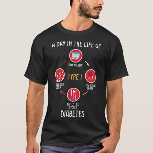 A Day In The Life of Type 1 Diabetes Awareness Dia T_Shirt