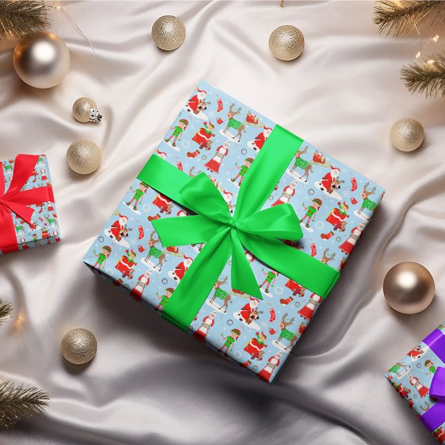 A Day In the North Pole During Christmas Wrapping Paper Sheets (Complete your holiday season with Santa, Rudolph, and delightful gingerbread.)