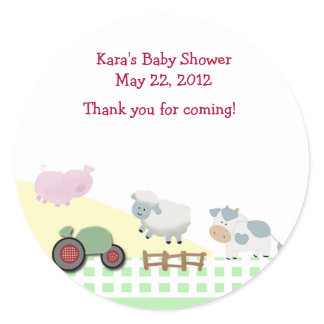 A Day on the Farm Baby Shower Favor Sticker