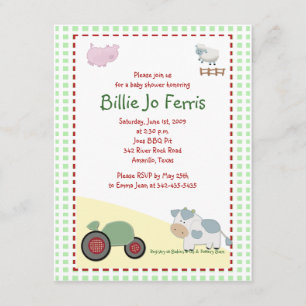 A Day on the Farm Barnyard Baby Shower 4.25 x 5.5 Invitation
