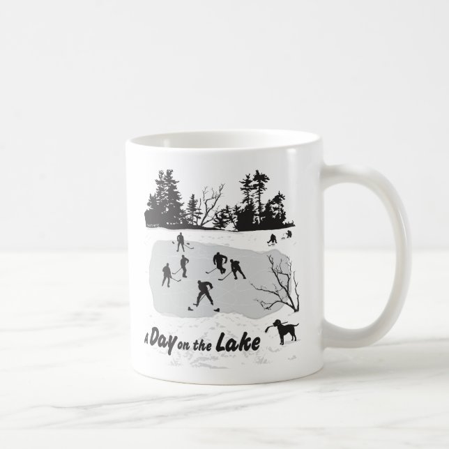 A Day on the Lake Hockey Pond Hockey Coffee Mug (Right)