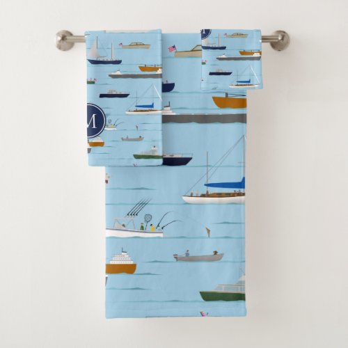 A Day On the River coastal lake river boating Bath Towel Set