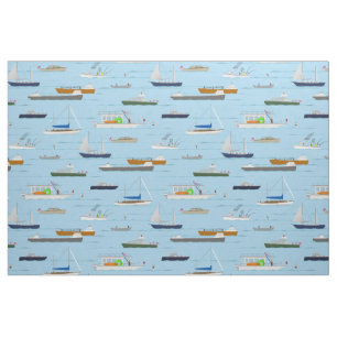 A Day On the River coastal lake river boating Fabric