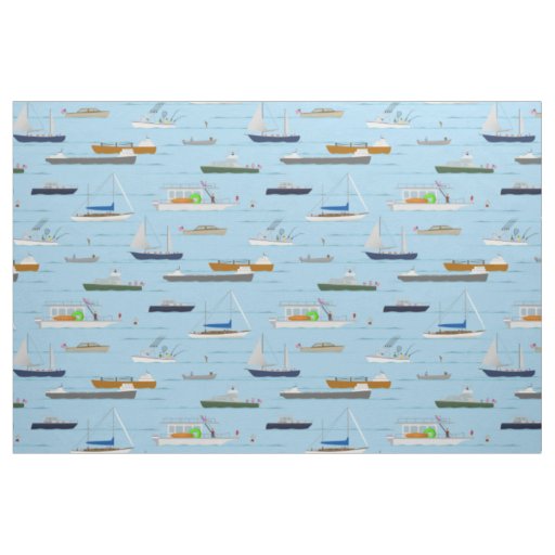 A Day On the River coastal lake river boating Fabric