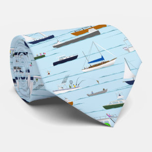 A Day On the River coastal lake river boating Neck Tie