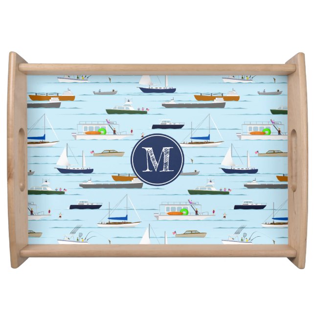 A Day On the River coastal lake river boating Serving Tray (Front)